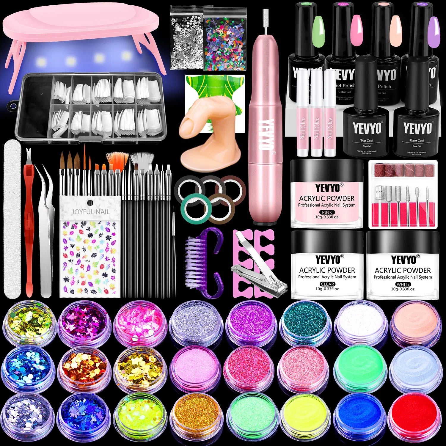Acrylic Nail Kit With Drill, 4 Colors Gel Polish And UV Light Nail Kit, Birthday Gifts For Women, Valentines Day Gifts For Girl, Professional Nails Kit Acrylic Set With Everything For Beginners